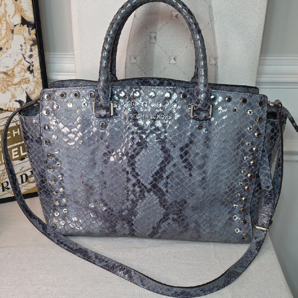 Michael Kors Selma Python Embossed Satchel - image 2